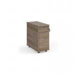 Tall slimline mobile 3 drawer pedestal with silver handles 600mm deep - Nebraska Oak TNMPNO
