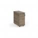 Tall slimline mobile 3 drawer pedestal with silver handles 600mm deep - Nebraska Oak TNMPNO
