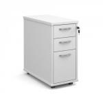 Tall slimline mobile 3 drawer pedestal with silver handles 600mm deep - white TNMPWH