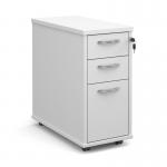 Tall slimline mobile 3 drawer pedestal with silver handles 600mm deep - white TNMPWH