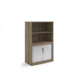 Systems combination unit with tambour doors and open top 1600mm high with 2 shelves - Nebraska Oak TO16NO