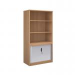 Systems combination unit with tambour doors and open top 2000mm high with 2 shelves - beech TO20B