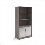 Systems combination unit with tambour doors and open top 2000mm high with 2 shelves - Grey Oak TO20GO