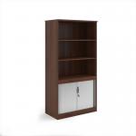 Systems combination unit with tambour doors and open top 2000mm high with 2 shelves - Walnut TO20W