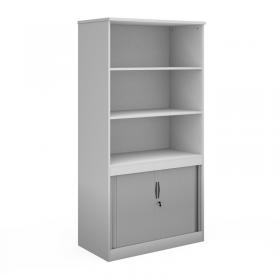 Systems combination unit with tambour doors and open top 2000mm high with 2 shelves - white TO20WH