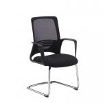 Toto black mesh back visitors chair with black fabric seat and chrome cantilever frame TOT100C1-K