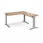 TR10 desk 1400mm x 800mm with 800mm return desk - silver frame, beech top TRD14SB