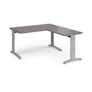 TR10 desk 1400mm x 800mm with 800mm return desk - silver frame, grey