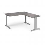 TR10 desk 1400mm x 800mm with 800mm return desk - silver frame and grey oak top