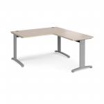 TR10 desk 1400mm x 800mm with 800mm return desk - silver frame and maple top