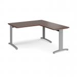 TR10 desk 1400mm x 800mm with 800mm return desk - silver frame, walnut top TRD14SW