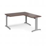TR10 desk 1400mm x 800mm with 800mm return desk - silver frame and walnut top