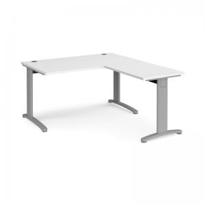 TR10 desk 1400mm x 800mm with 800mm return desk - silver frame, white
