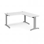 TR10 desk 1400mm x 800mm with 800mm return desk - silver frame and white top
