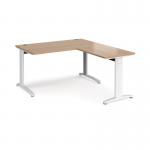 TR10 desk 1400mm x 800mm with 800mm return desk - white frame and beech top