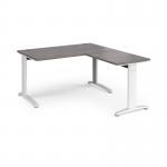 TR10 desk 1400mm x 800mm with 800mm return desk - white frame, grey oak top TRD14WGO