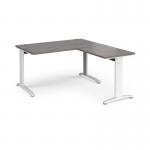 TR10 desk 1400mm x 800mm with 800mm return desk - white frame and grey oak top