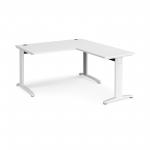 TR10 desk 1400mm x 800mm with 800mm return desk - white frame and white top