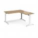 TR10 desk 1400mm x 800mm with 800mm return desk - white frame, oak top TRD14WO