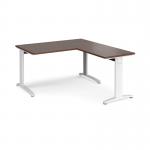 TR10 desk 1400mm x 800mm with 800mm return desk - white frame, walnut top TRD14WW