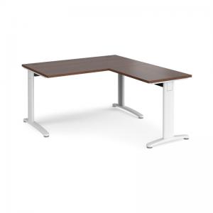 TR10 desk 1400mm x 800mm with 800mm return desk - white frame, walnut