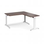 TR10 desk 1400mm x 800mm with 800mm return desk - white frame and walnut top