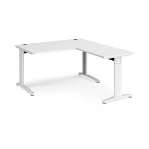 TR10 desk 1400mm x 800mm with 800mm return desk - white frame, white