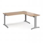 TR10 desk 1600mm x 800mm with 800mm return desk - silver frame, beech top TRD16SB