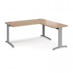 TR10 desk 1600mm x 800mm with 800mm return desk - silver frame and beech top