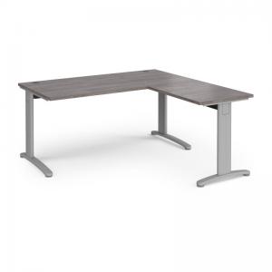 TR10 desk 1600mm x 800mm with 800mm return desk - silver frame, grey