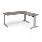 TR10 desk 1600mm x 800mm with 800mm return desk - silver frame and grey oak top