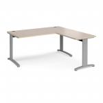 TR10 desk 1600mm x 800mm with 800mm return desk - silver frame and maple top