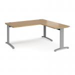 TR10 desk 1600mm x 800mm with 800mm return desk - silver frame and oak top