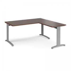 TR10 desk 1600mm x 800mm with 800mm return desk - silver frame, walnut