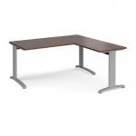 TR10 desk 1600mm x 800mm with 800mm return desk - silver frame and walnut top