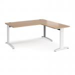 TR10 desk 1600mm x 800mm with 800mm return desk - white frame, beech top TRD16WB