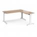 TR10 desk 1600mm x 800mm with 800mm return desk - white frame, beech top TRD16WB