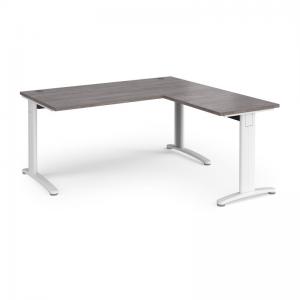 TR10 desk 1600mm x 800mm with 800mm return desk - white frame, grey