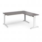 TR10 desk 1600mm x 800mm with 800mm return desk - white frame, grey oak top TRD16WGO