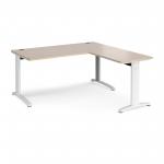 TR10 desk 1600mm x 800mm with 800mm return desk - white frame and maple top