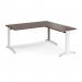 TR10 desk 1600mm x 800mm with 800mm return desk - white frame, walnut top TRD16WW