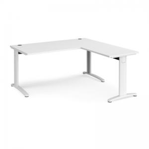 TR10 desk 1600mm x 800mm with 800mm return desk - white frame, white
