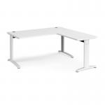 TR10 desk 1600mm x 800mm with 800mm return desk - white frame and white top