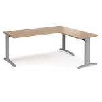 TR10 desk 1800mm x 800mm with 800mm return desk - silver frame, beech top TRD18SB