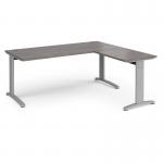 TR10 desk 1800mm x 800mm with 800mm return desk - silver frame and grey oak top