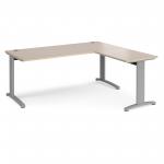 TR10 desk 1800mm x 800mm with 800mm return desk - silver frame and maple top