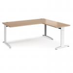 TR10 desk 1800mm x 800mm with 800mm return desk - white frame and beech top