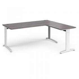 TR10 desk 1800mm x 800mm with 800mm return desk - white frame, grey oak top TRD18WGO