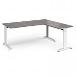 TR10 desk 1800mm x 800mm with 800mm return desk - white frame and grey oak top