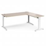 TR10 desk 1800mm x 800mm with 800mm return desk - white frame and maple top